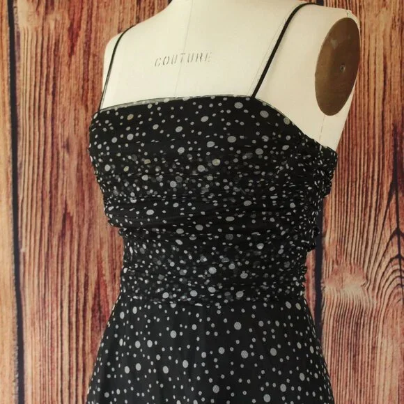 Jessica Howard Dress, Black with Gray Polkadots, Size 8, Fit and Flare, Retro - Picture 7 of 12